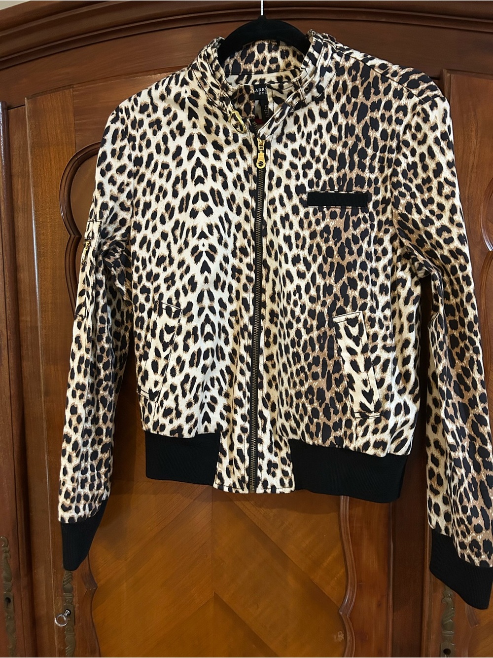 Larry Levine Leopard Print Jacket - Black, Tan, Cream size Medium #1086